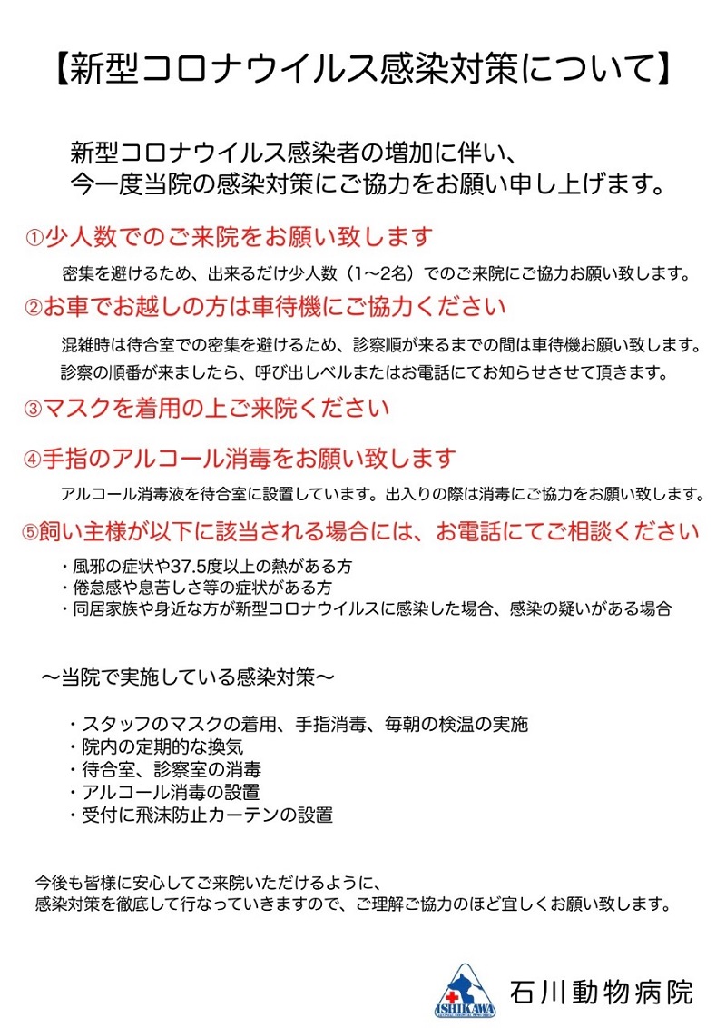 新型コロナウイルス感染対策について